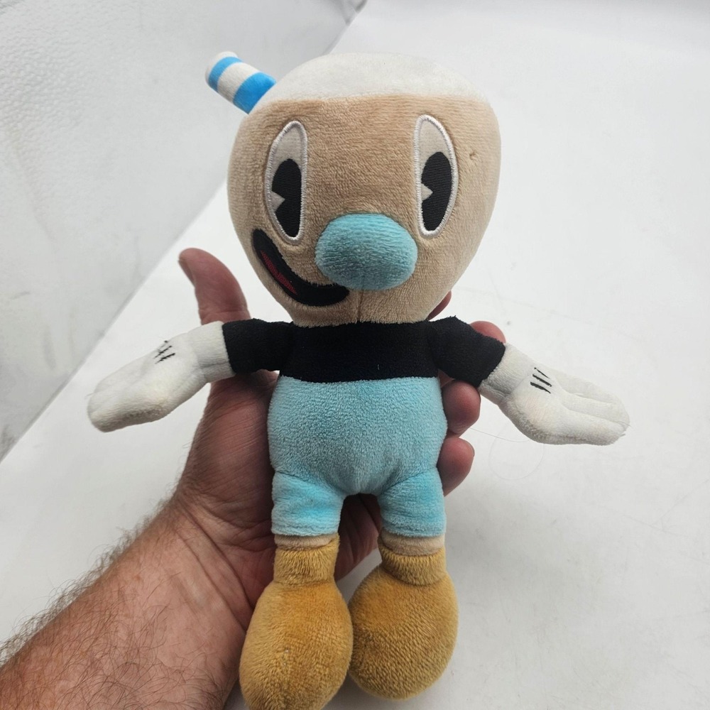 Cuphead Mugman Plush Stuffed Toy Small Multicolor Blue Soft Cute Video Game